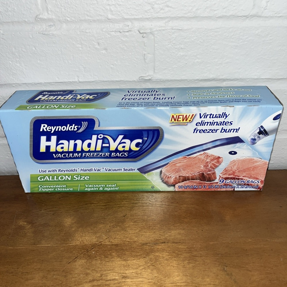 REYNOLDS HANDI-VAC VACUUM FREEZER BAGS GALLON SIZE 9 BAGS‎ NOS